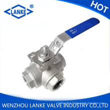 Three Way High Platform Ball Valve with NPT / Bsp Thread